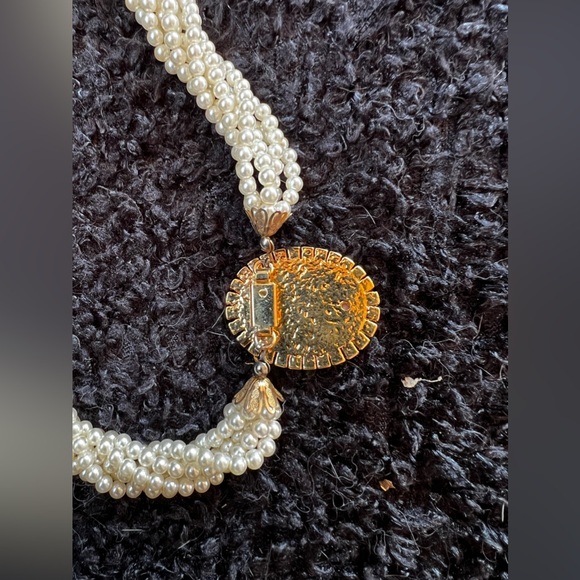 Pearls and Pink Stone Necklace and Earrings - Picture 3 of 4